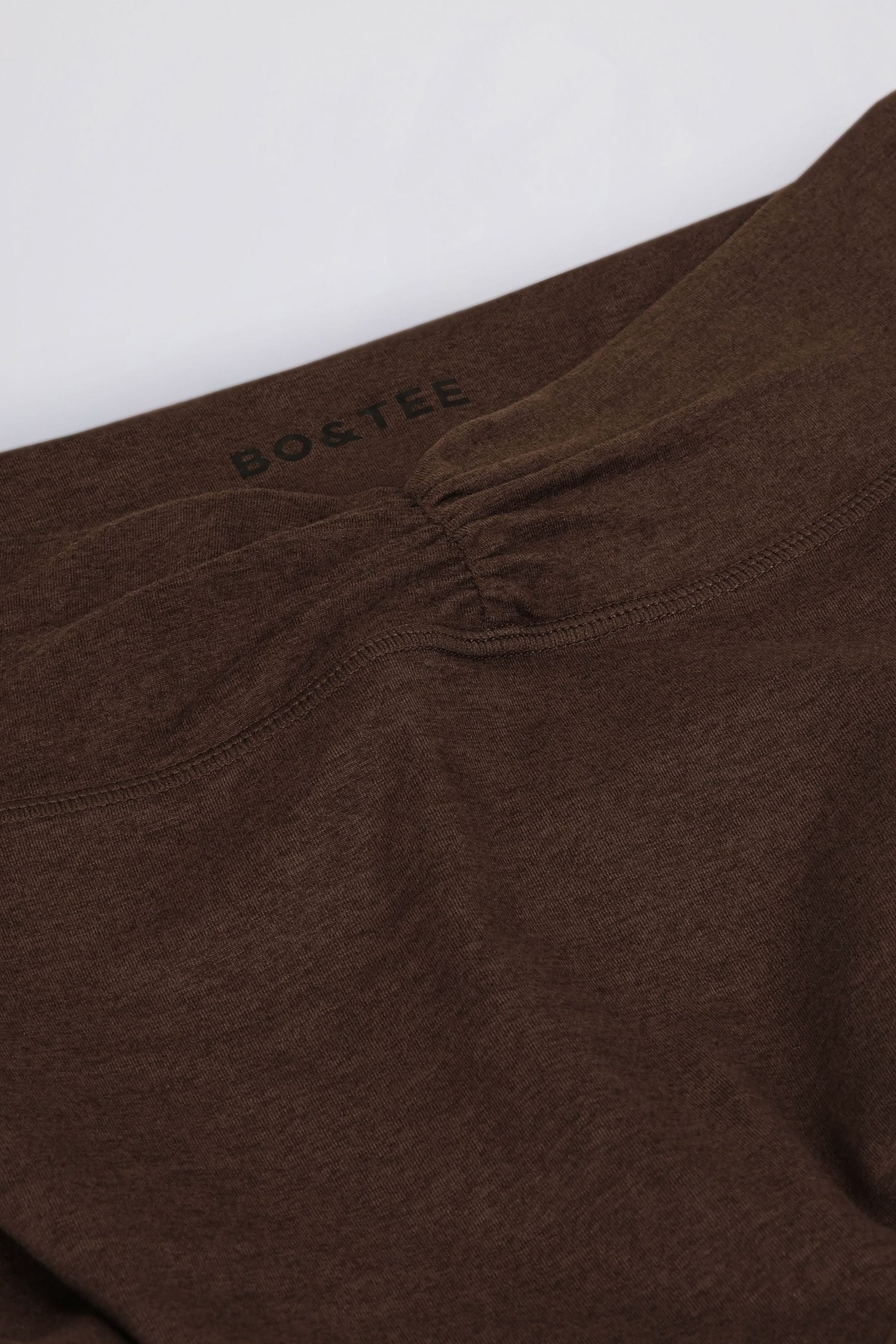 Brushed Jersey Ruched Flared Trousers in Pecan Marl - Image 7
