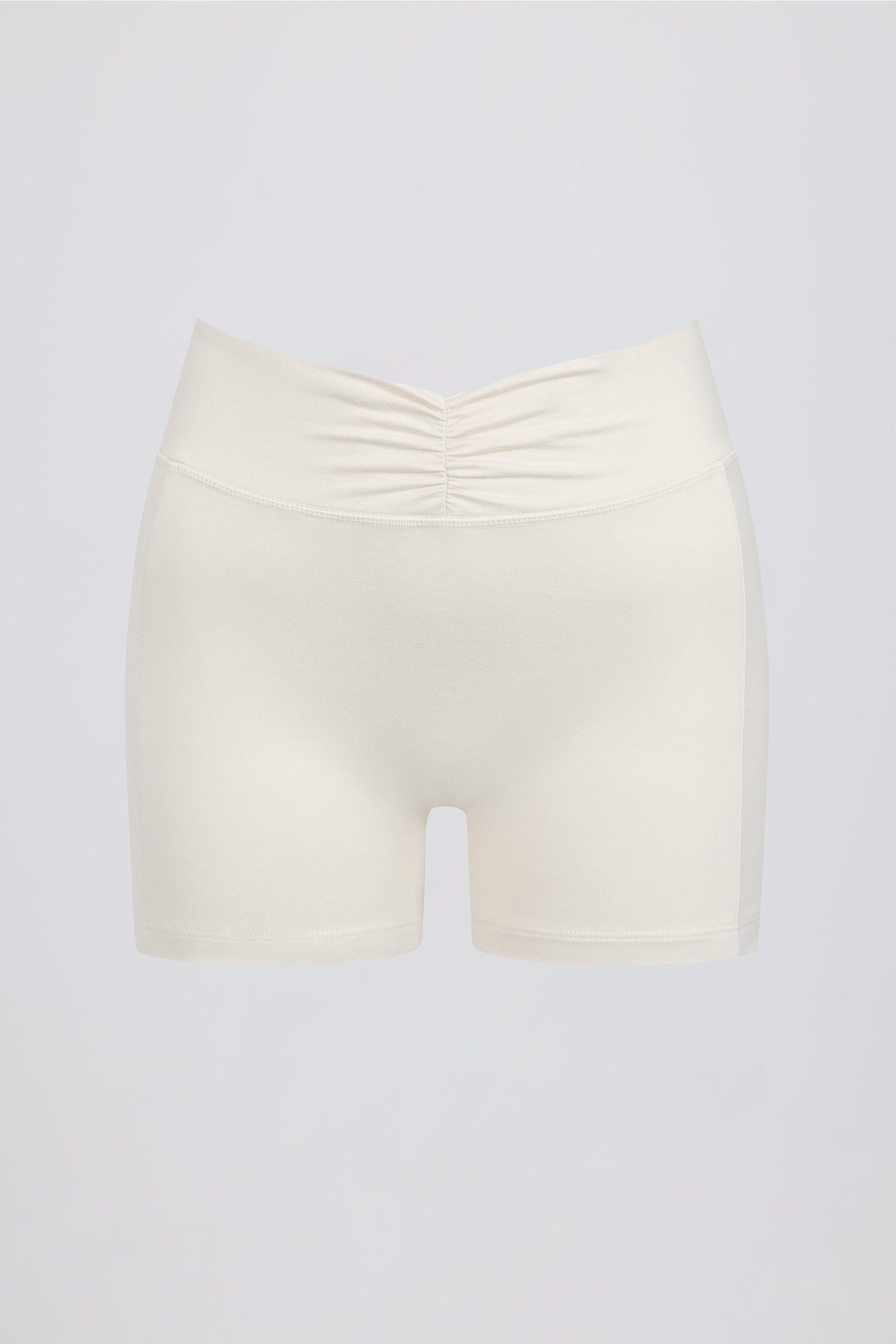 Ruched Mini Shorts in Ivory Marl - Image 6
