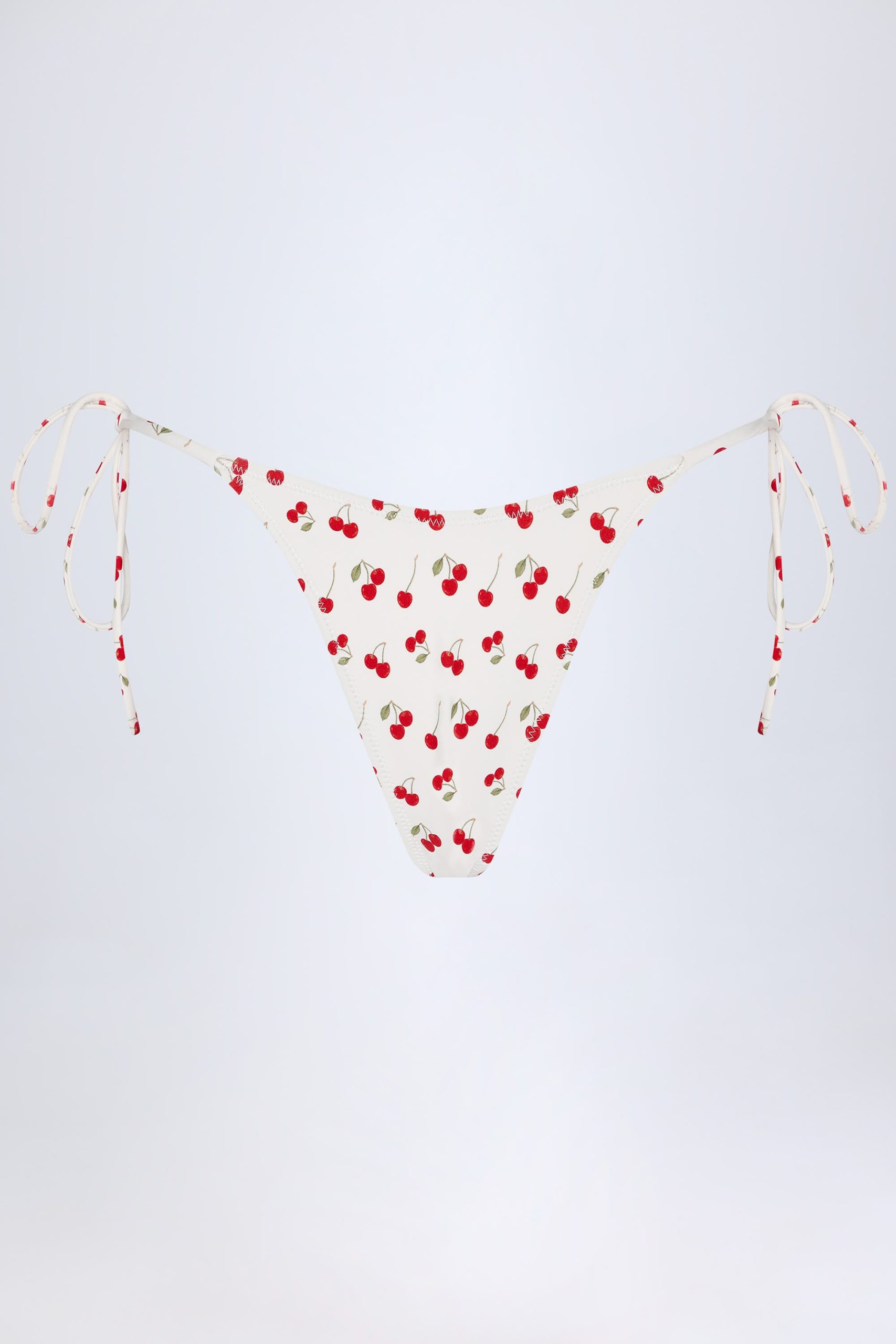 Side-Tie Cheeky Bikini Bottoms in Cherry Print - Image 4