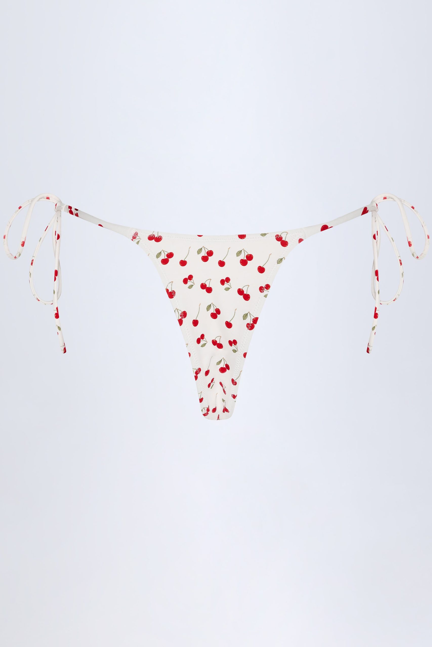 Side-Tie Cheeky Bikini Bottoms in Cherry Print - Image 5