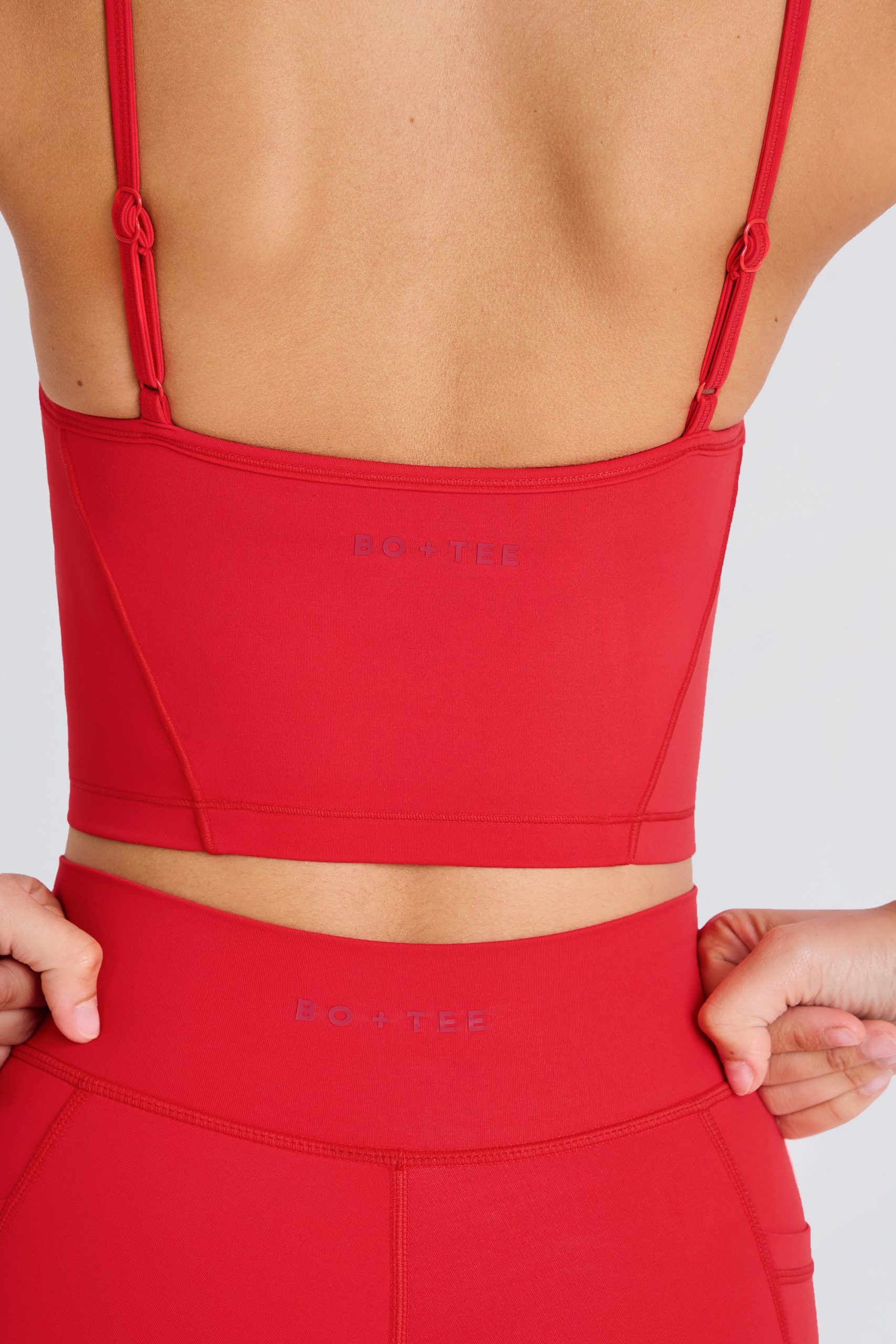 Soft Active Layered Cropped Tank Top in Strawberry Red - Image 4