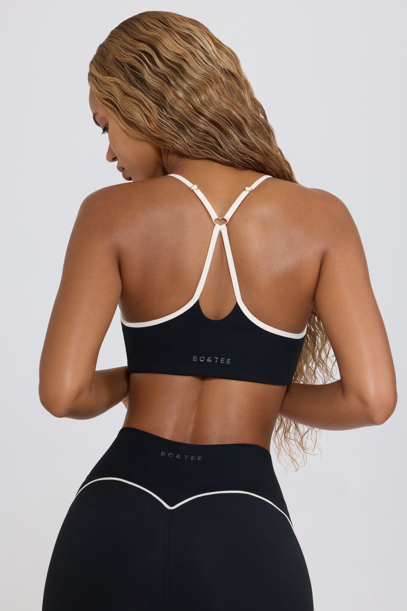 Soft Active Sweetheart-Neck Sports Bra in Black - Image 2