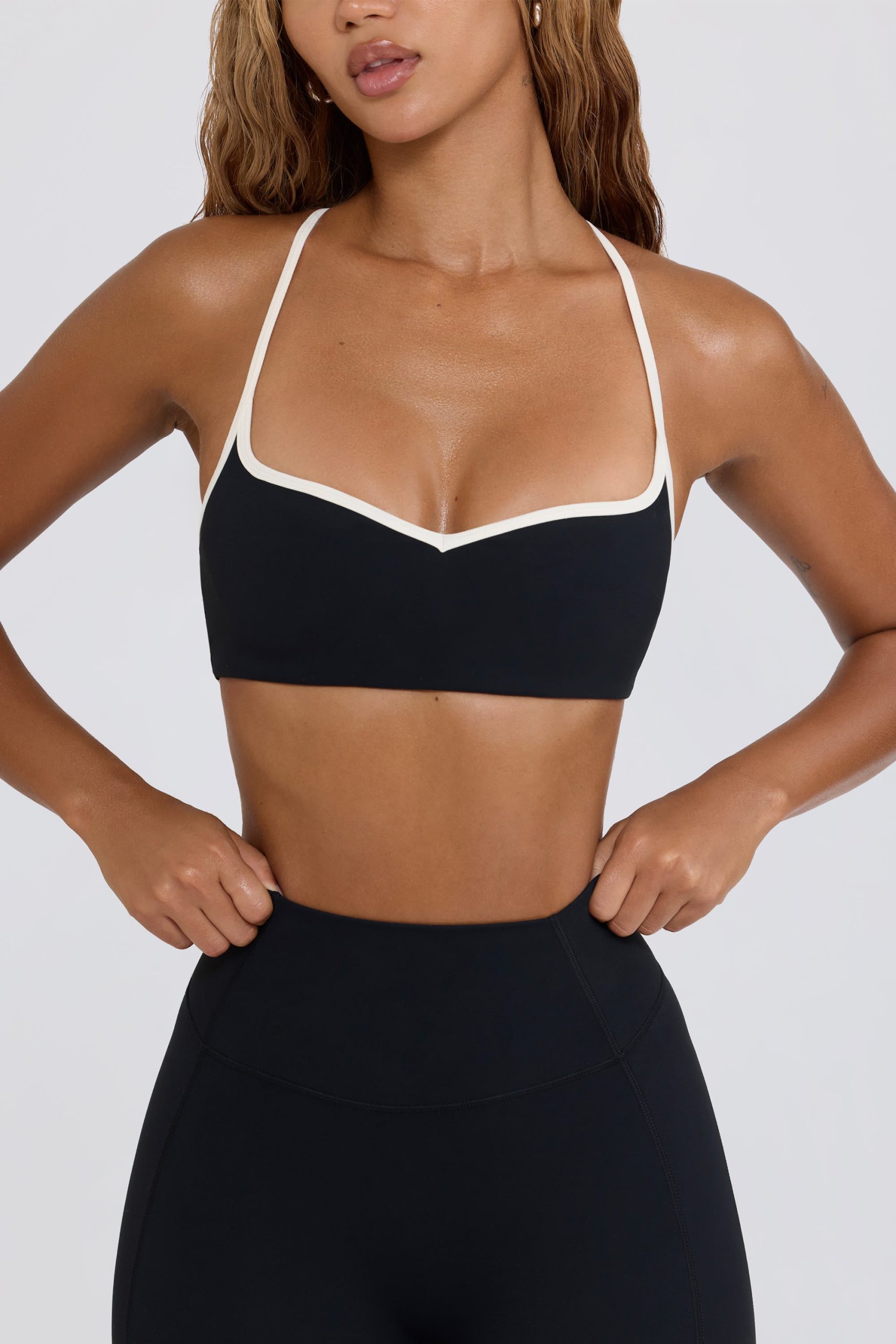 Soft Active Sweetheart-Neck Sports Bra in Black - Image 4