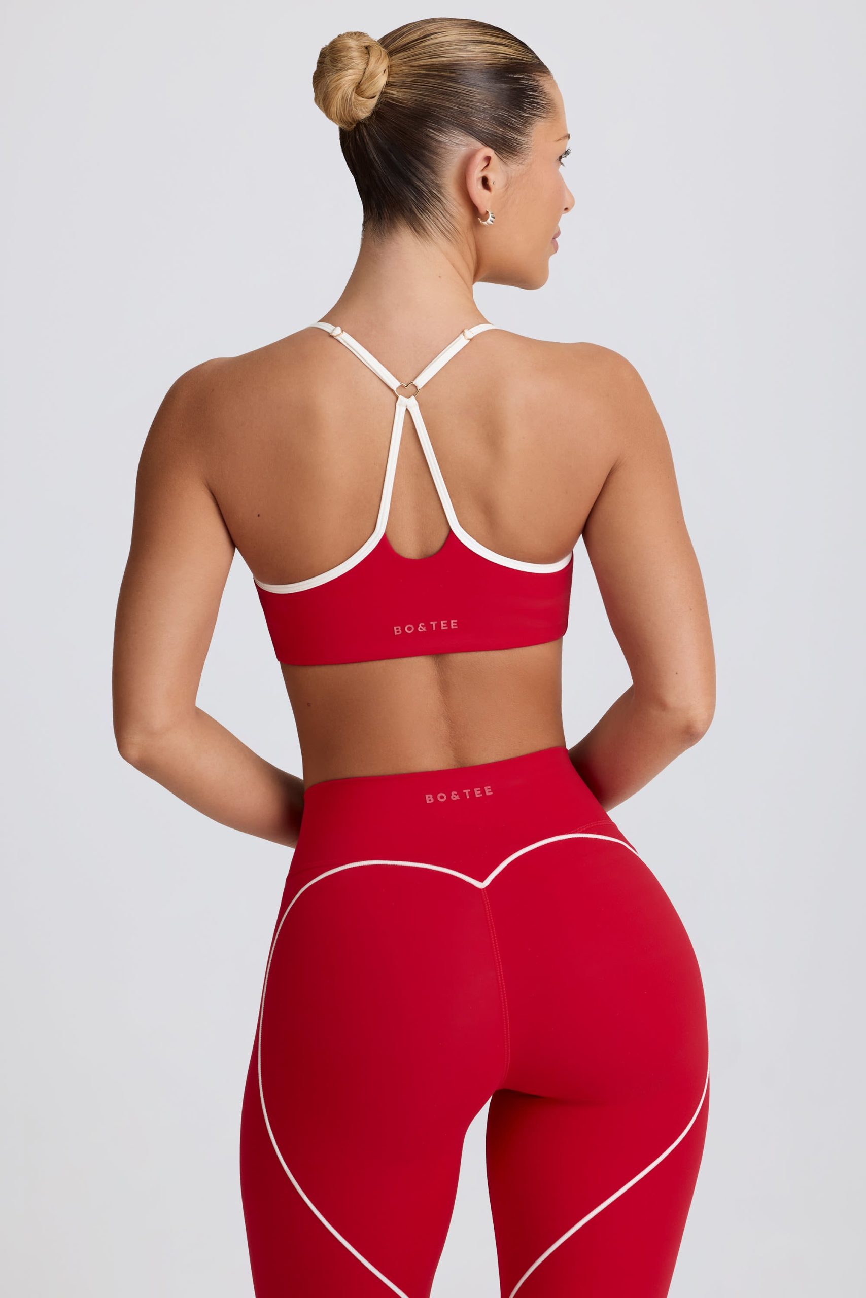 Soft Active Sweetheart-Neck Sports Bra in Hot Red - Image 2