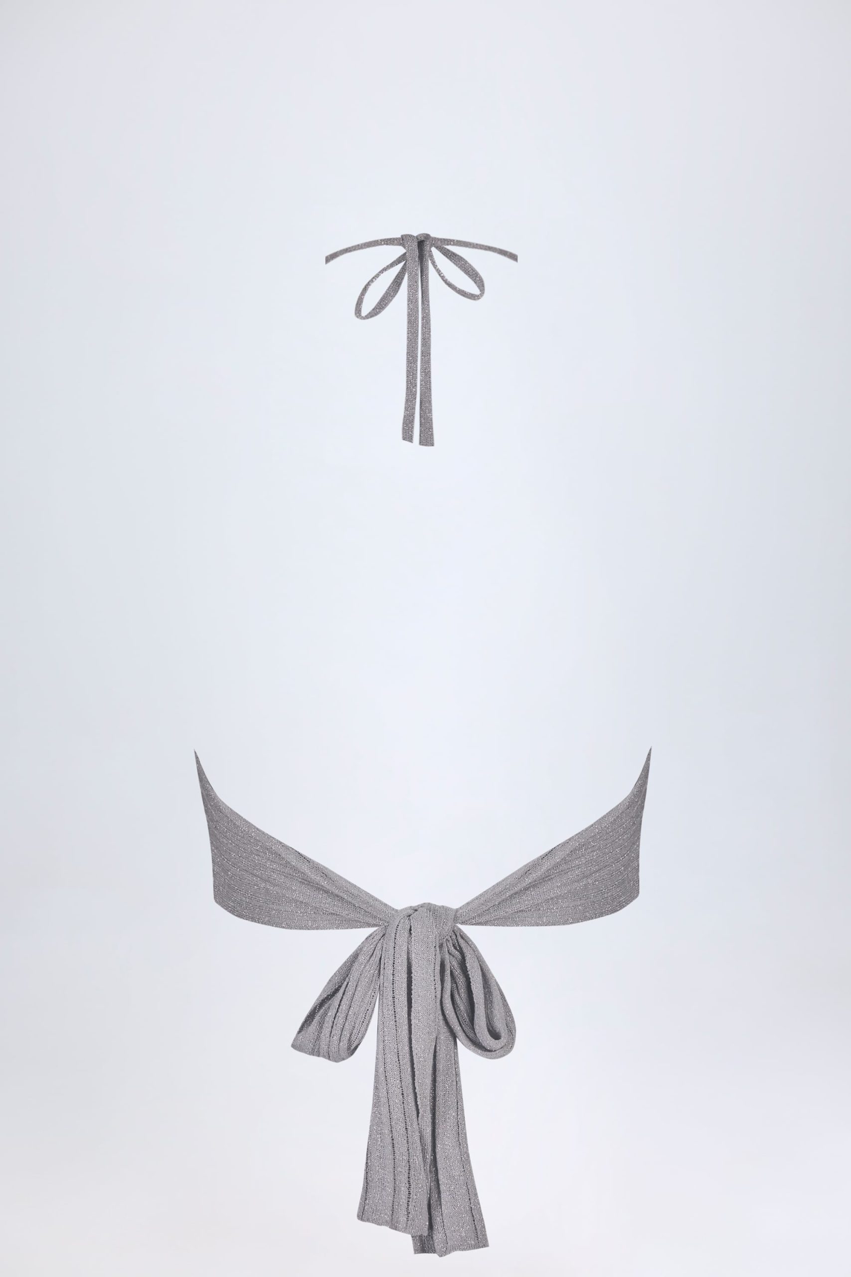 Plunge Halterneck Crop Top in Silver - Image 4