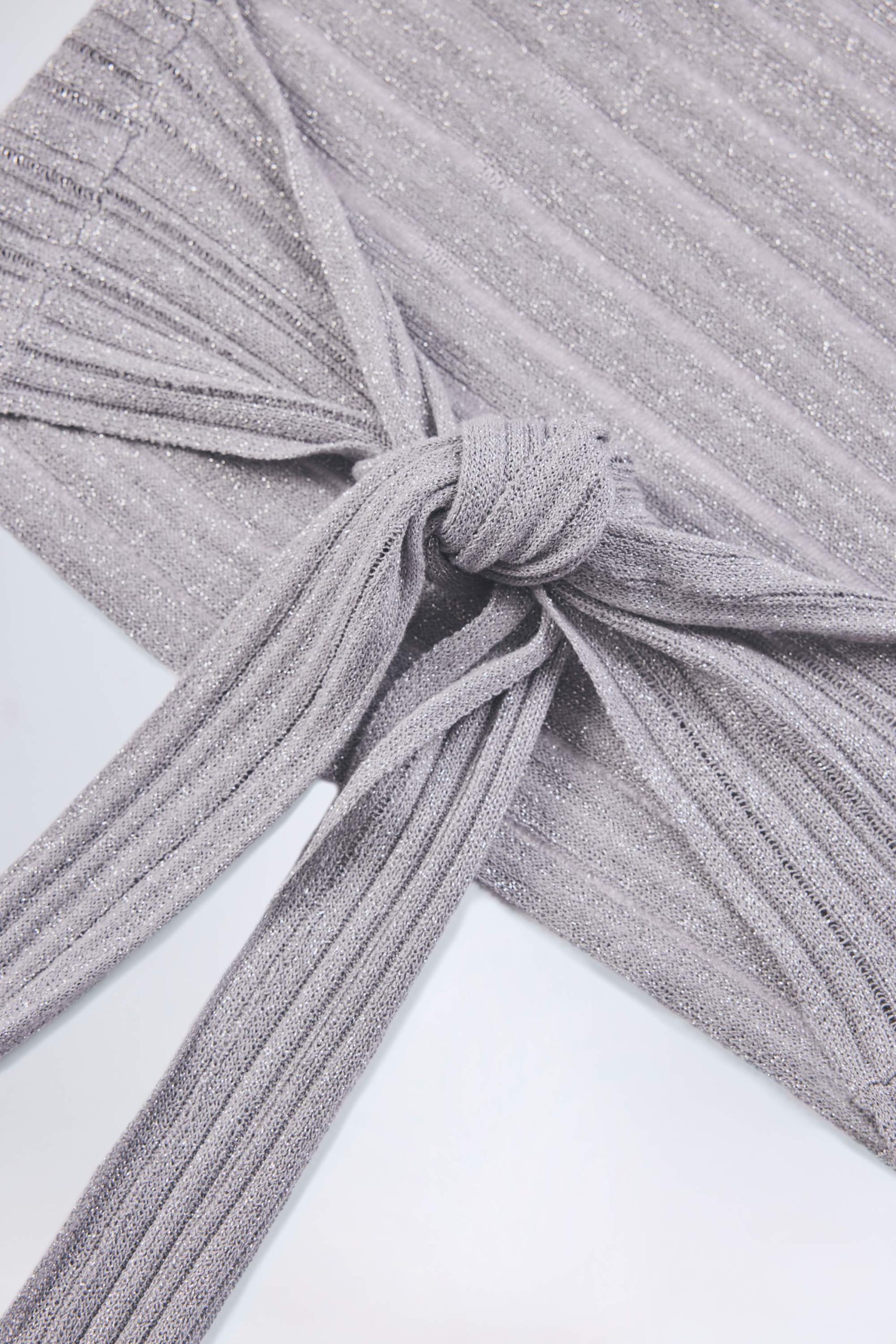 Plunge Halterneck Crop Top in Silver - Image 6