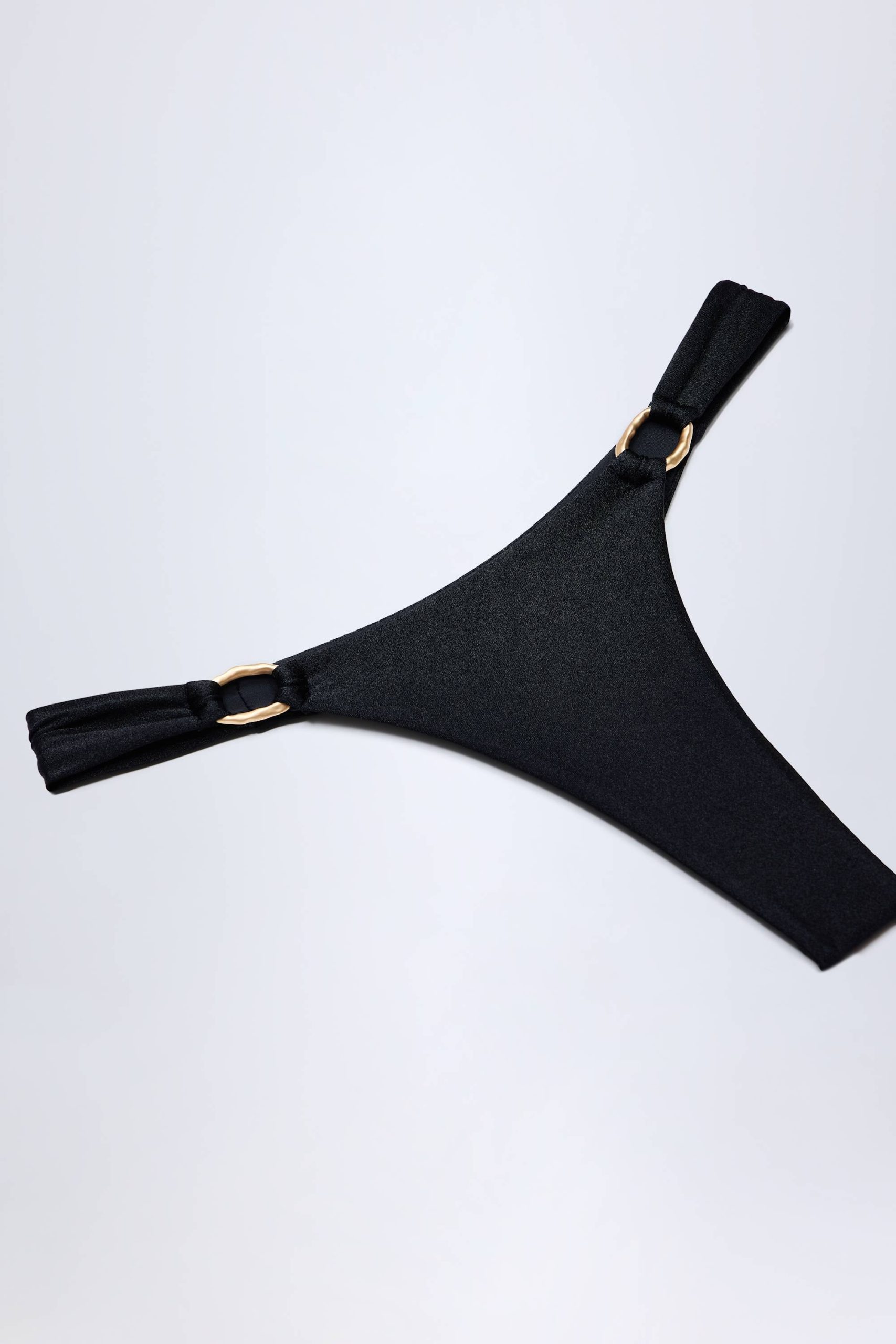 Hardware-Detail Thong Bikini Bottoms in Black - Image 6