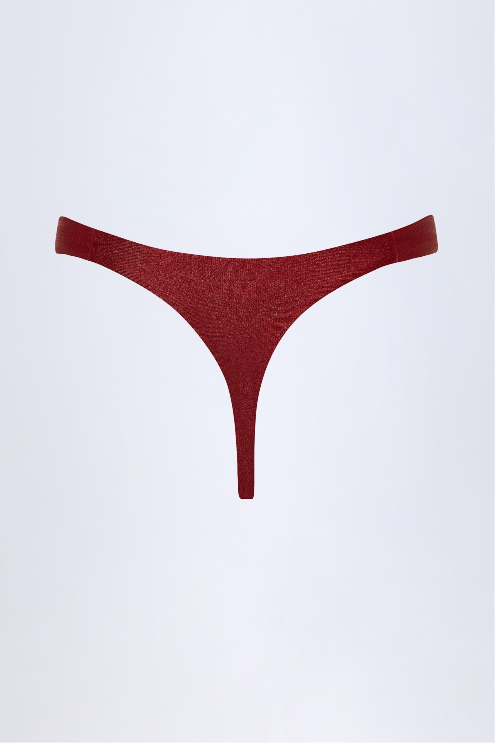 Hardware-Detail Thong Bikini Bottoms in Dark Cherry - Image 4