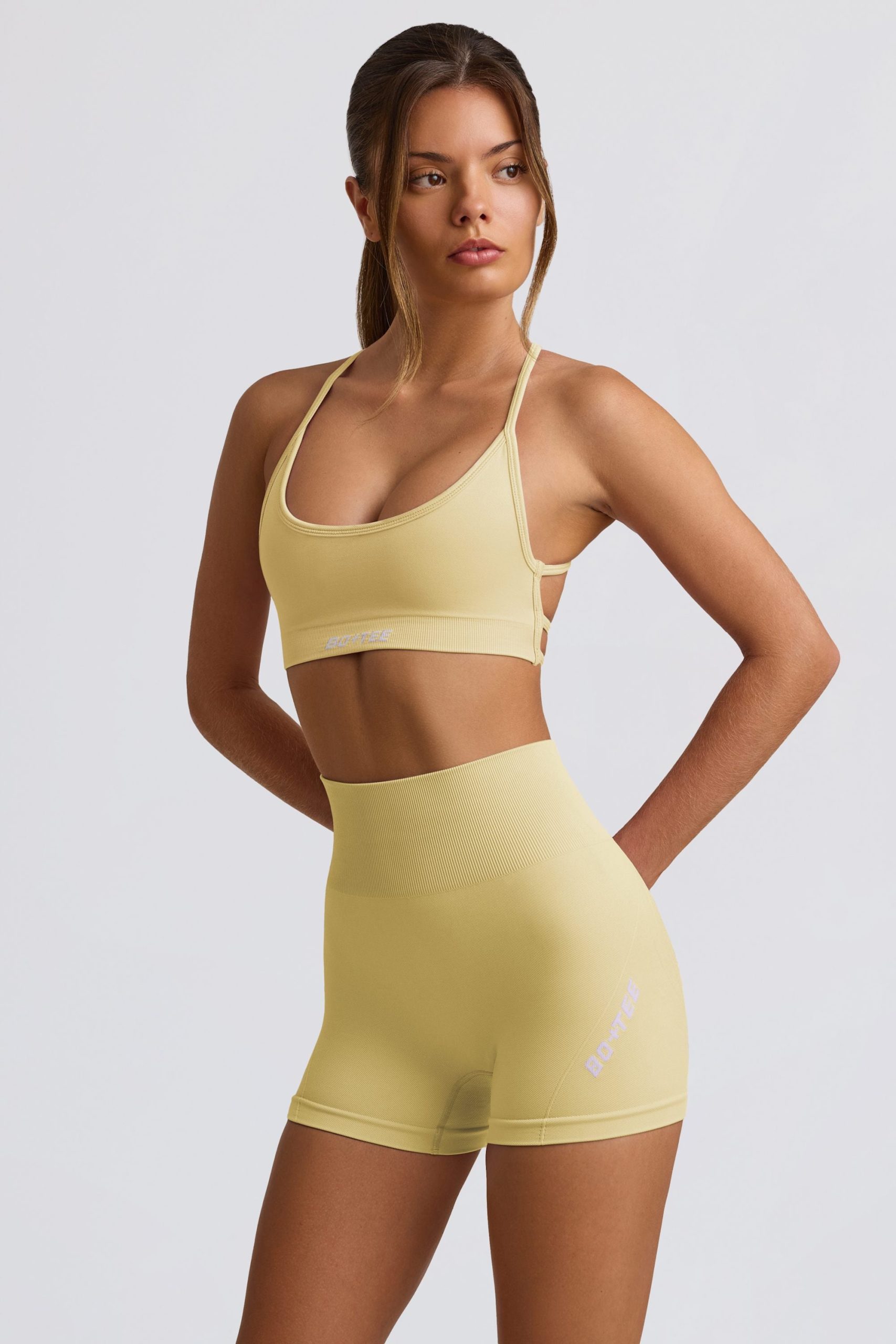 Super Sculpt Seamless Mini Shorts in Butter Yellow - Image 3
