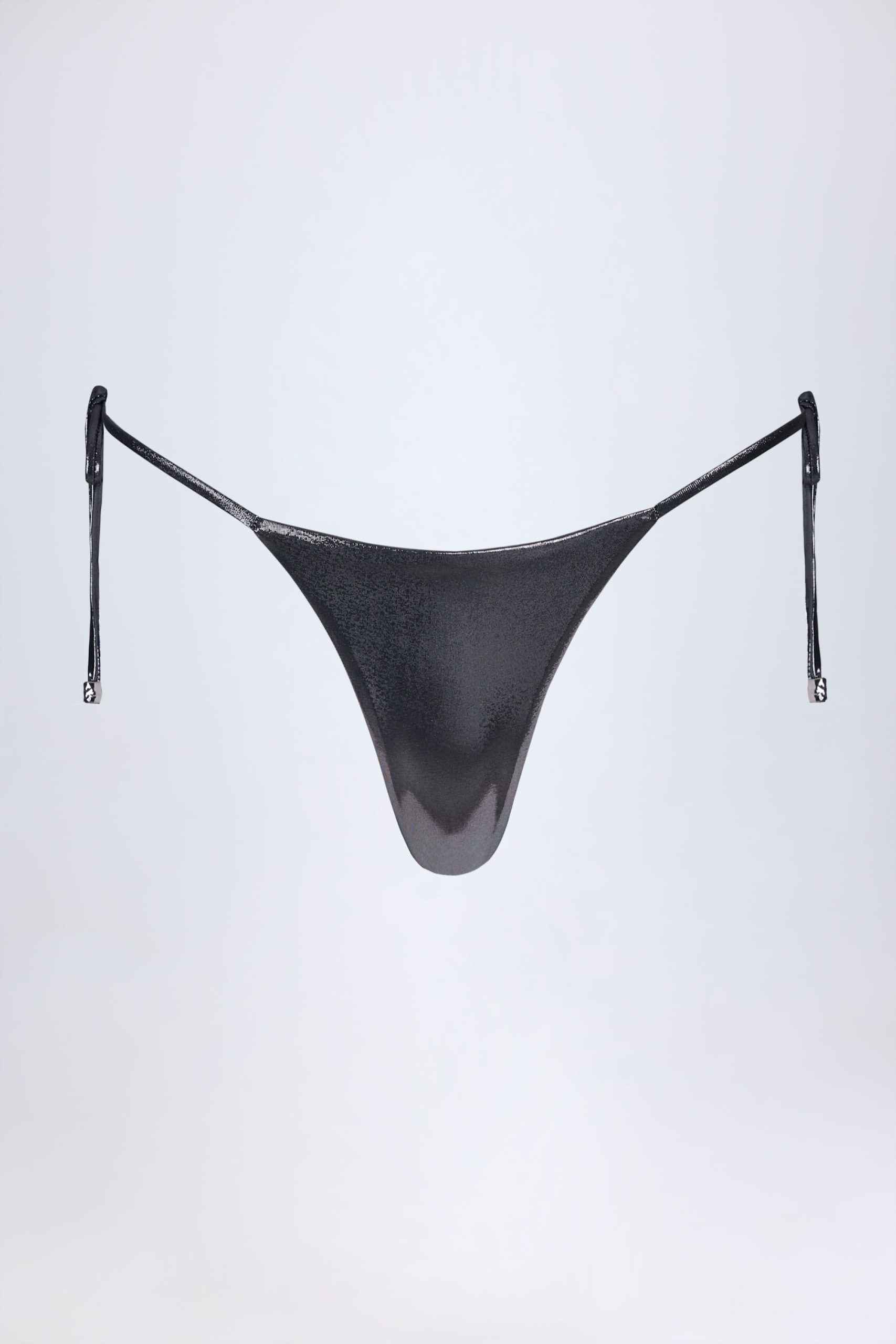 Thong Bikini Bottoms in Silver Chrome - Image 5