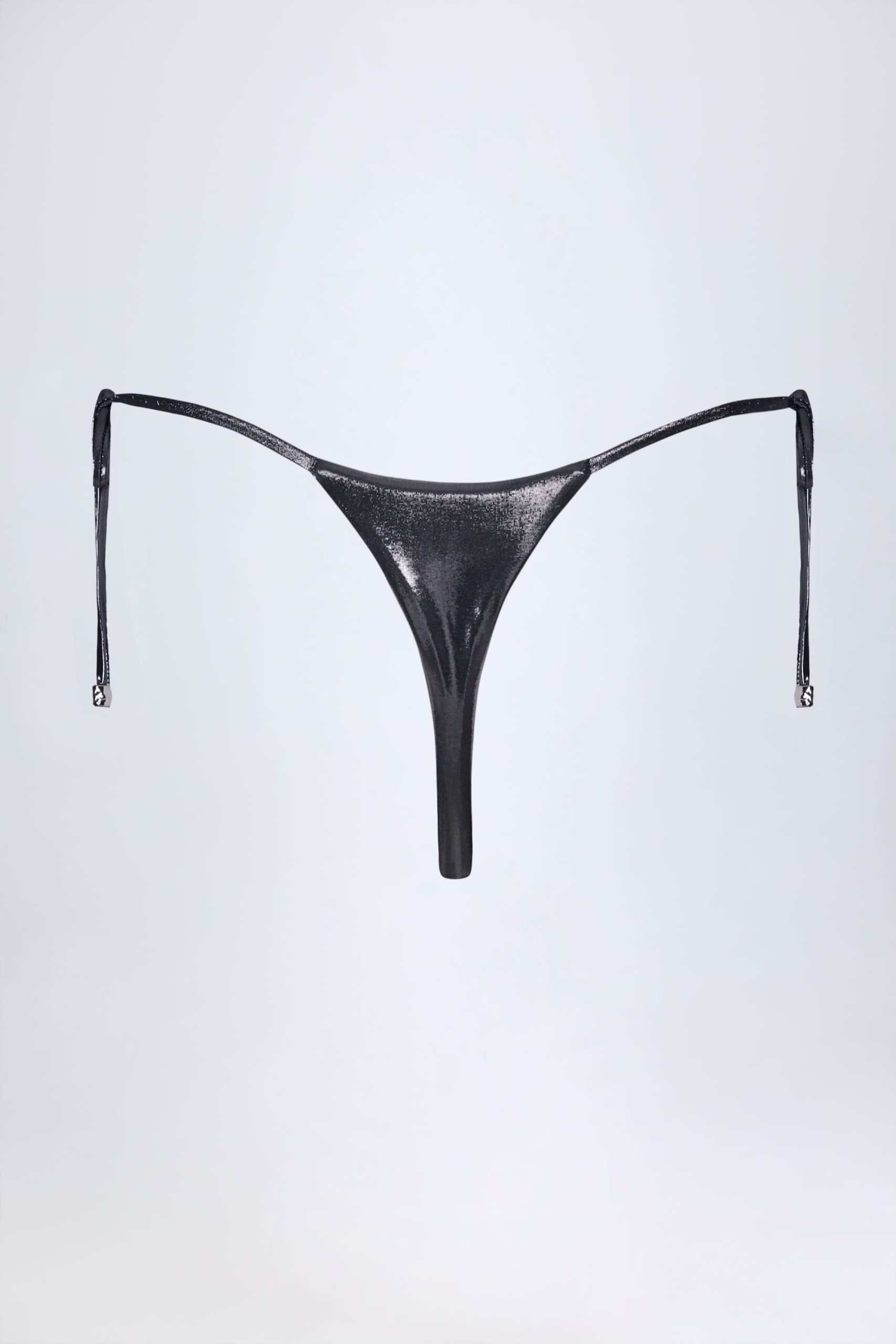 Thong Bikini Bottoms in Silver Chrome - Image 6