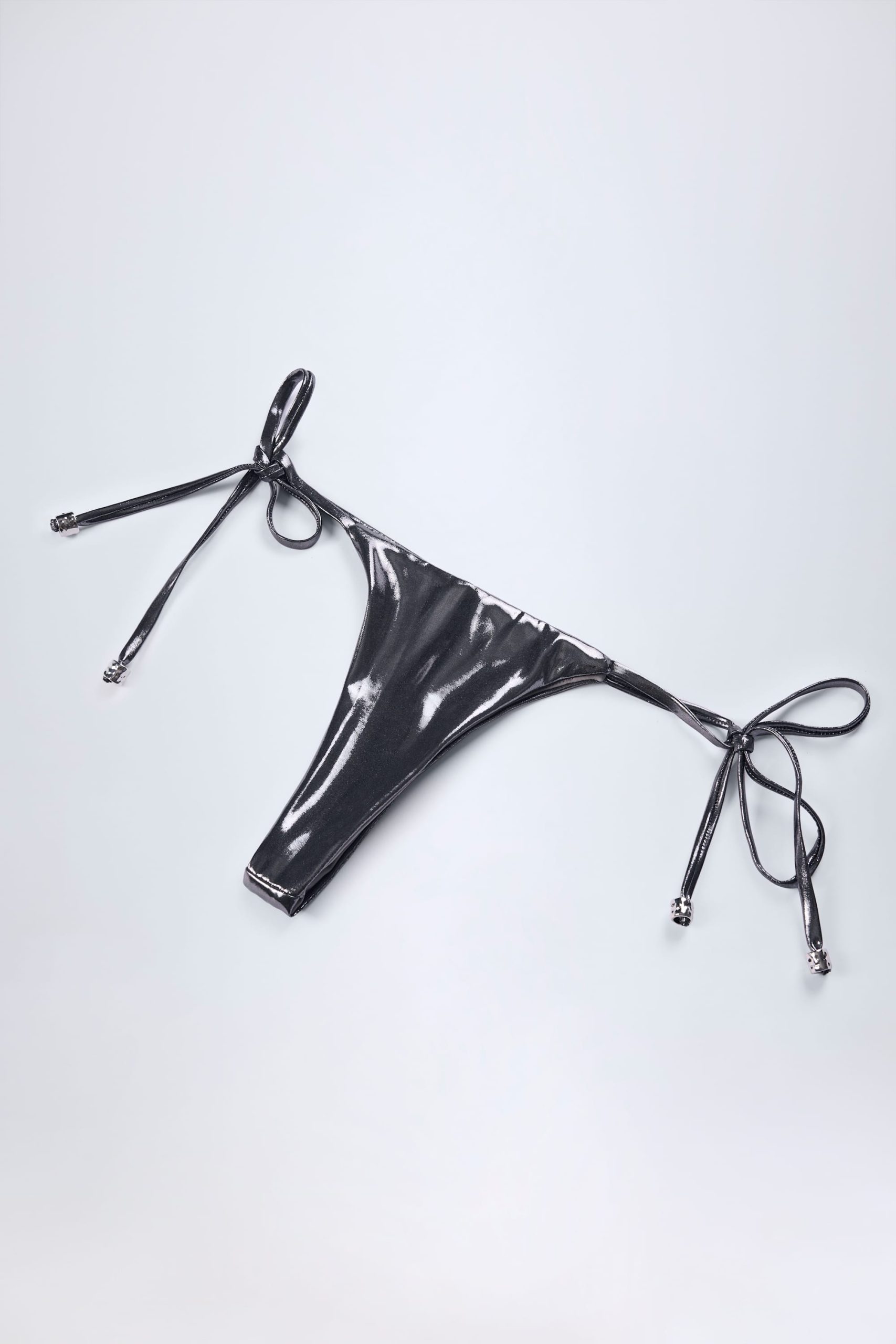 Thong Bikini Bottoms in Silver Chrome - Image 8