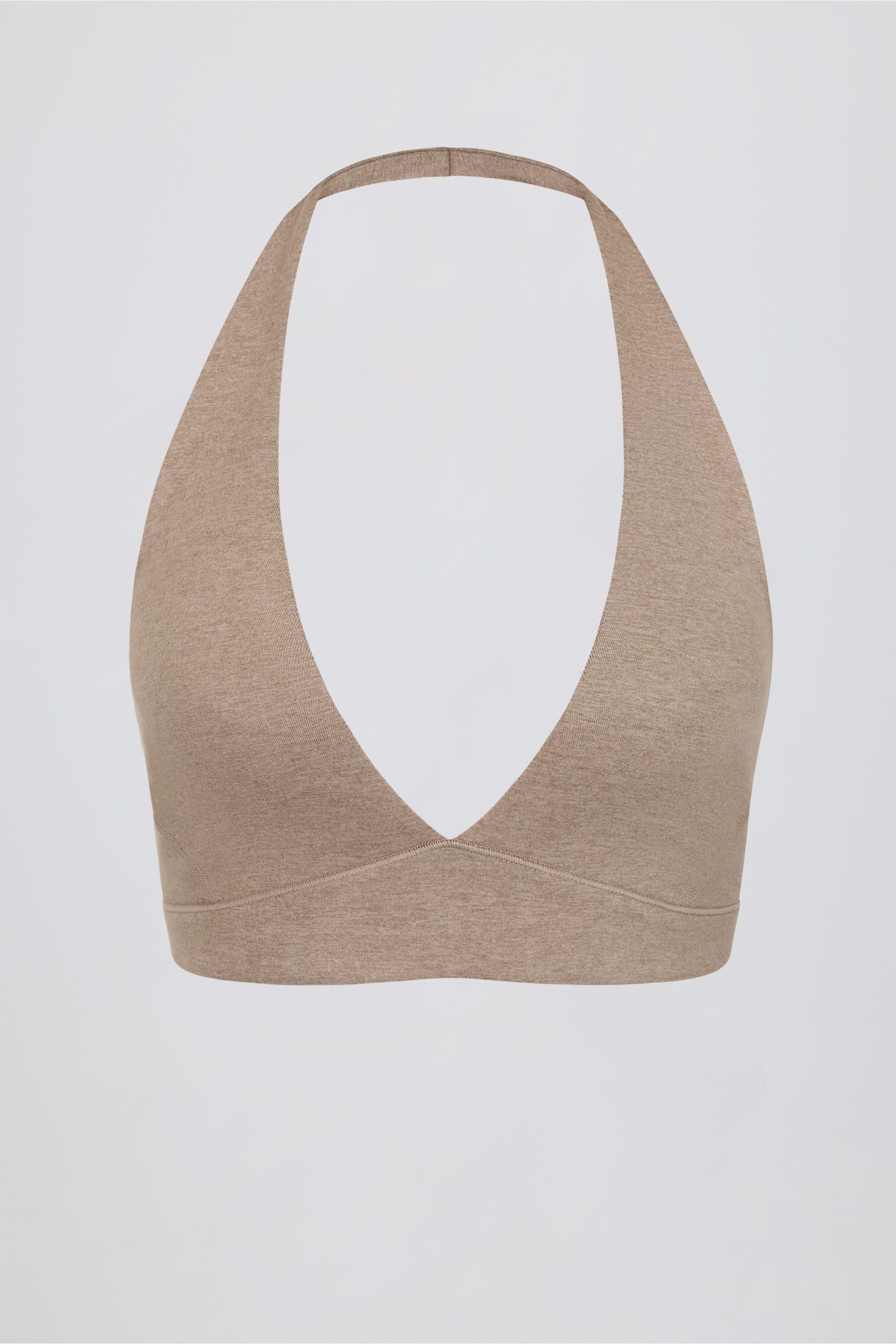 Brushed Jersey V-Neck Sports Bra in Mocha Marl - Image 5