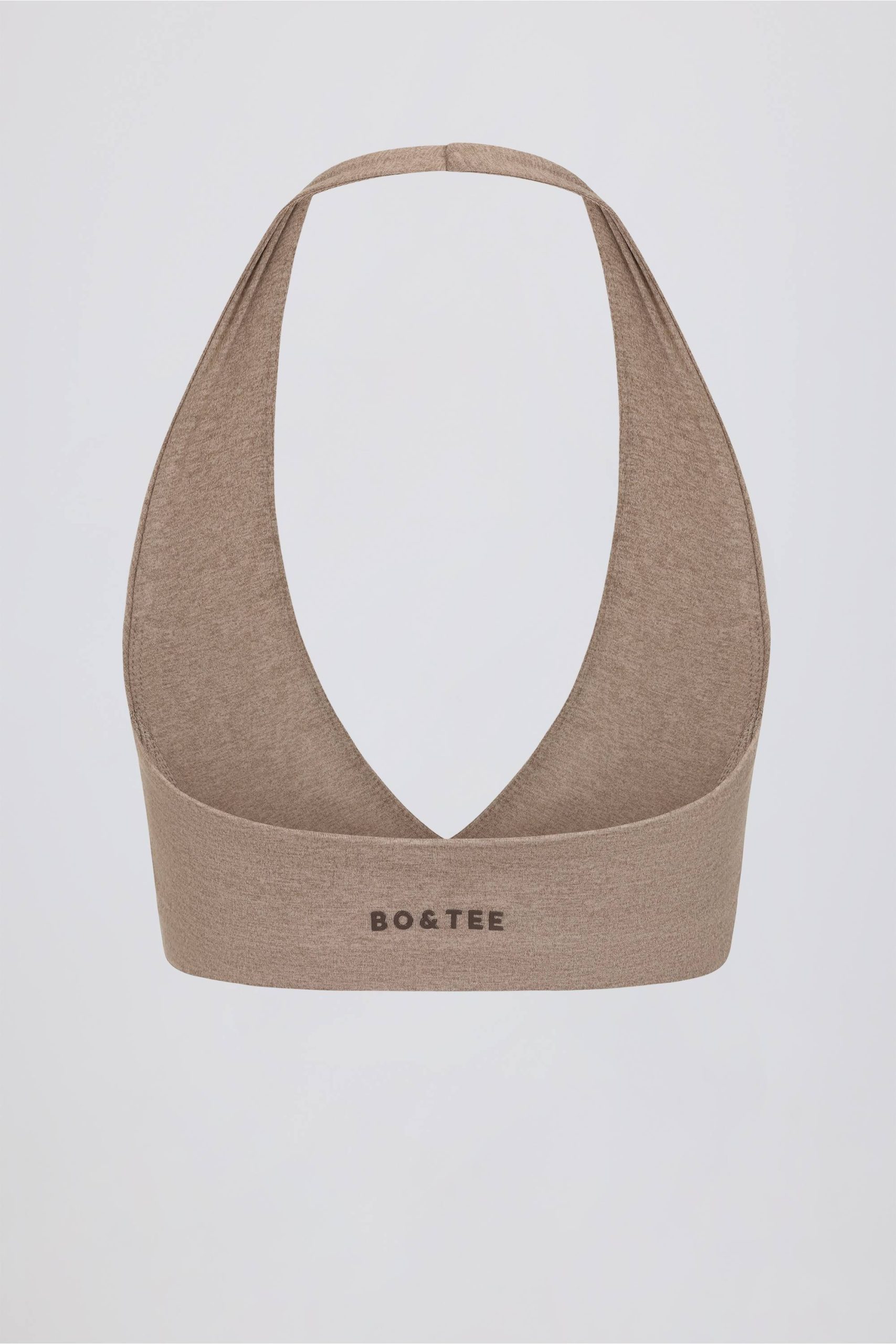 Brushed Jersey V-Neck Sports Bra in Mocha Marl - Image 6