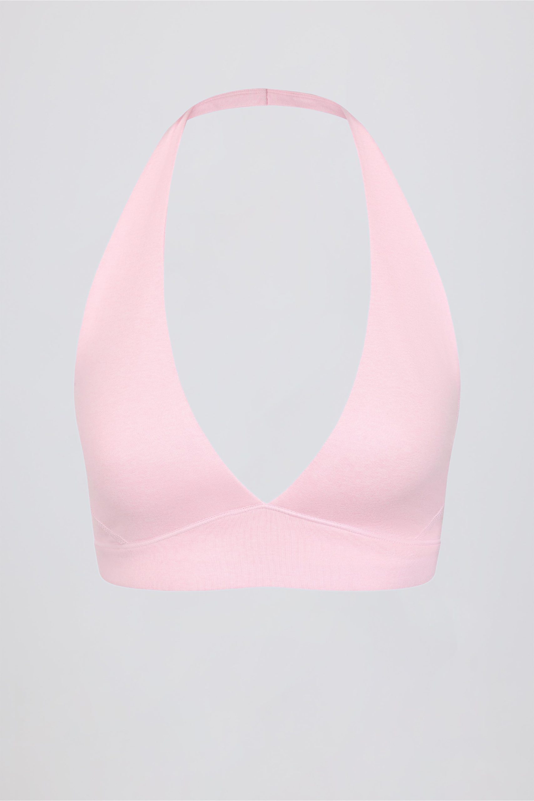 Brushed Jersey V-Neck Sports Bra in Pale Pink Marl - Image 5