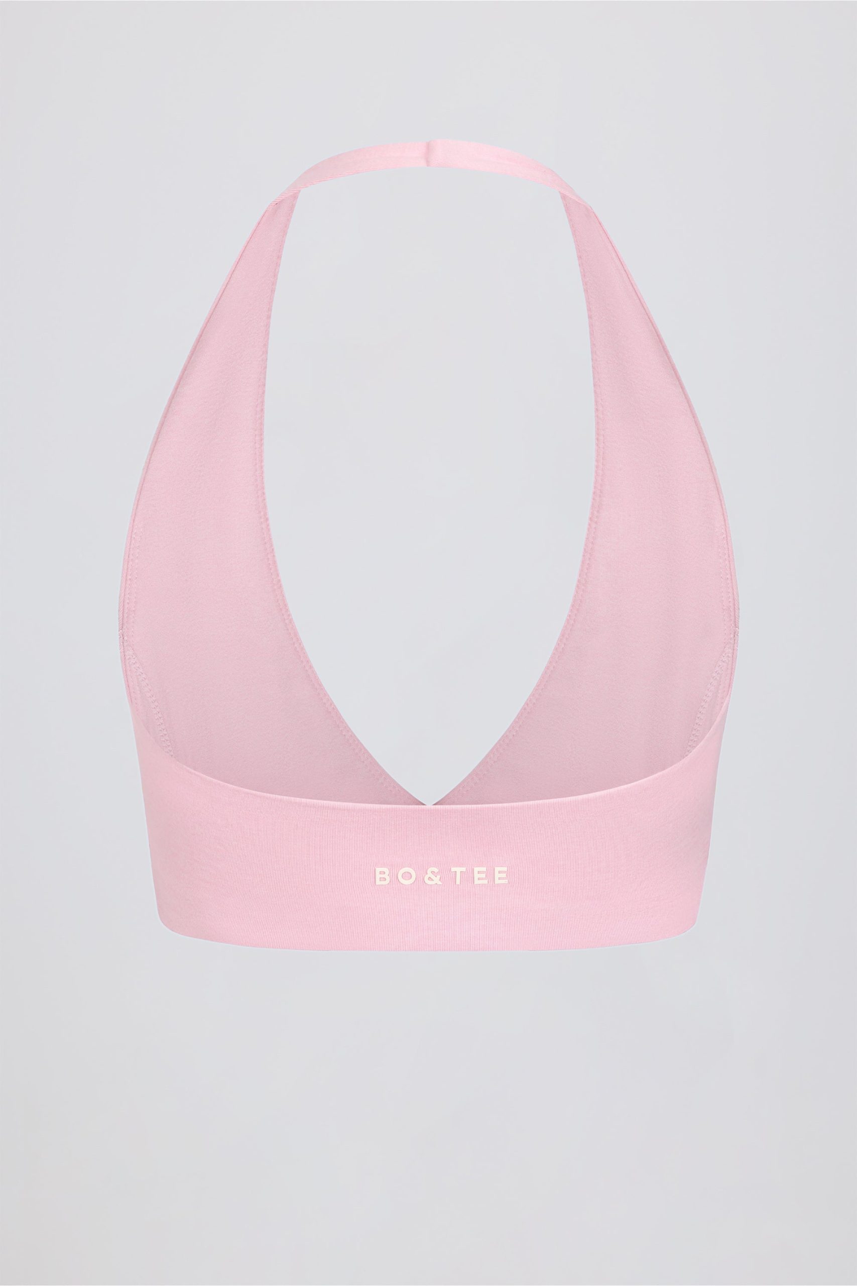 Brushed Jersey V-Neck Sports Bra in Pale Pink Marl - Image 7