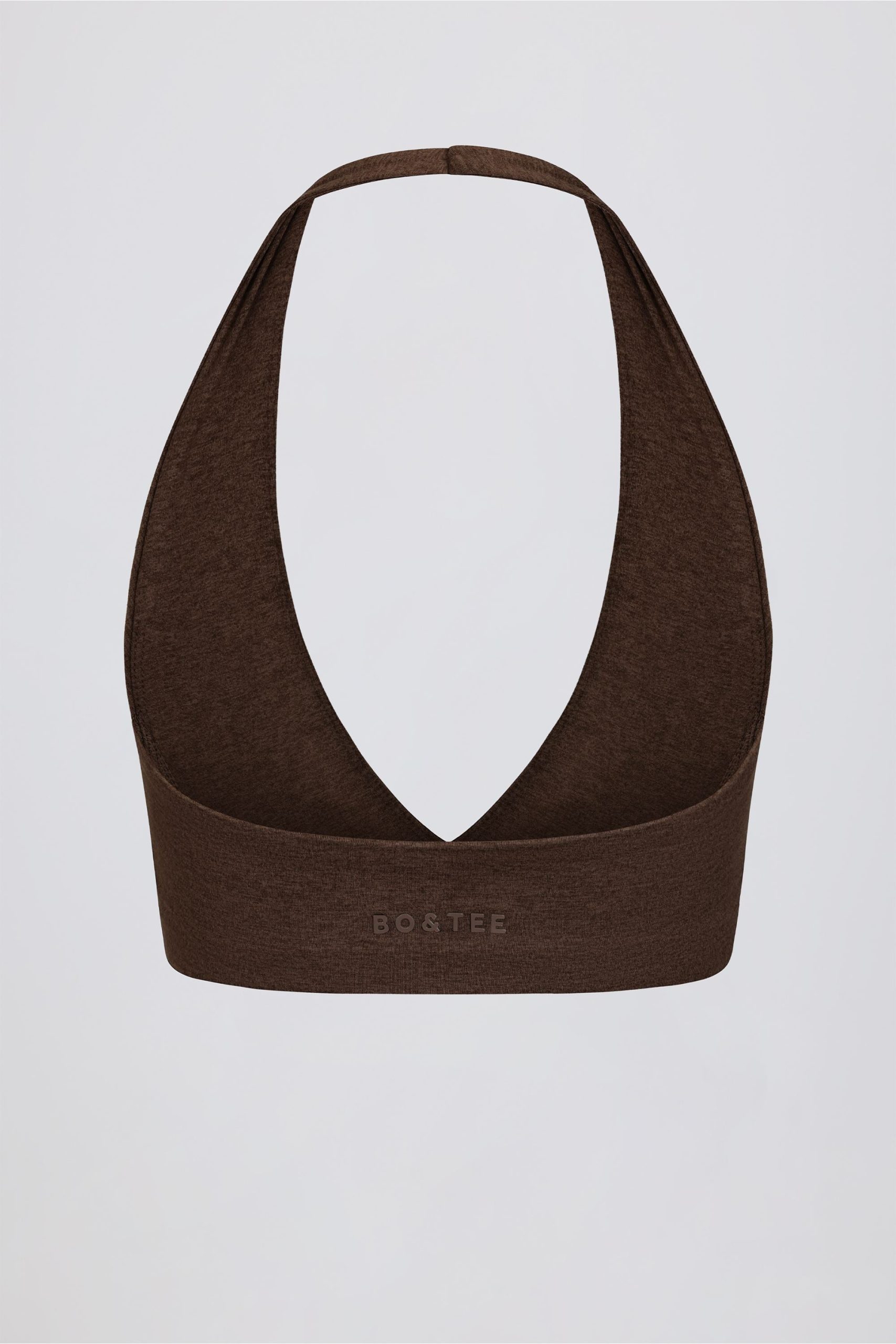 Brushed Jersey V-Neck Sports Bra in Pecan Marl - Image 5