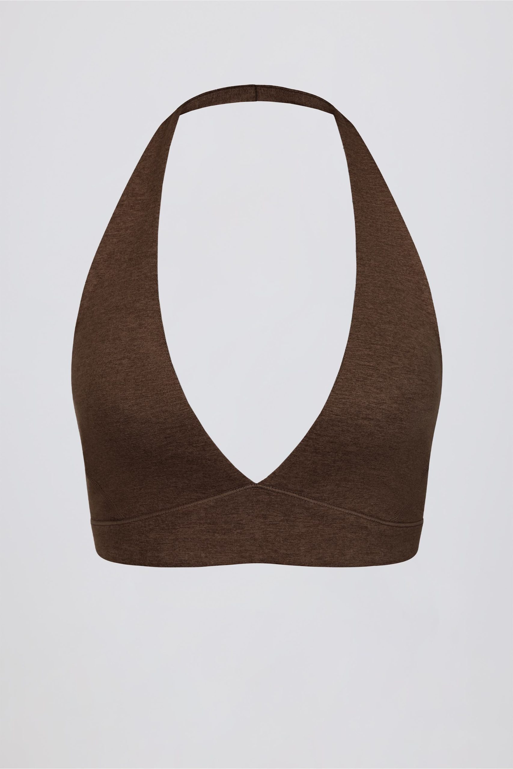 Brushed Jersey V-Neck Sports Bra in Pecan Marl - Image 6