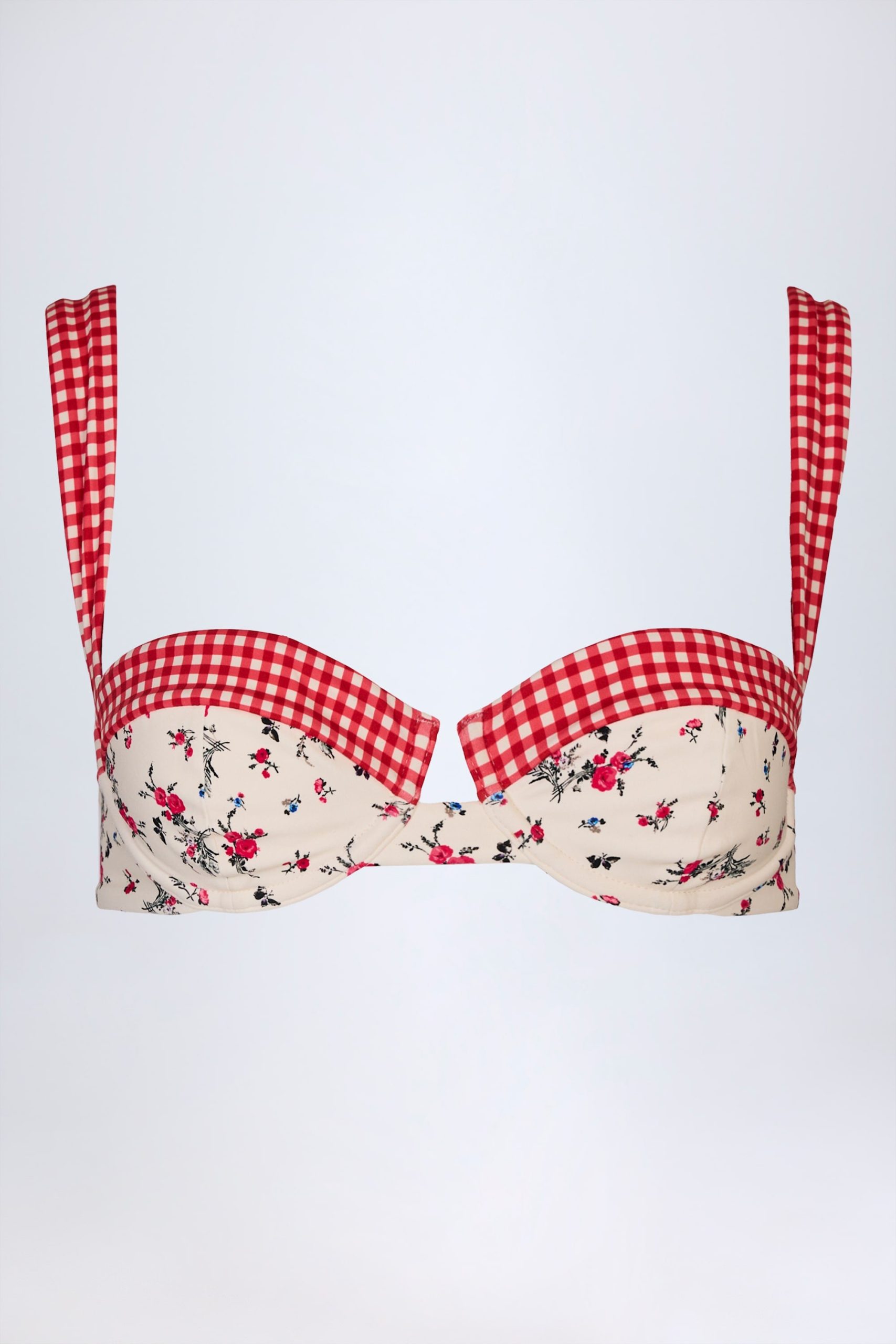Underwired Balconette Bikini Top in Red Floral - Image 4