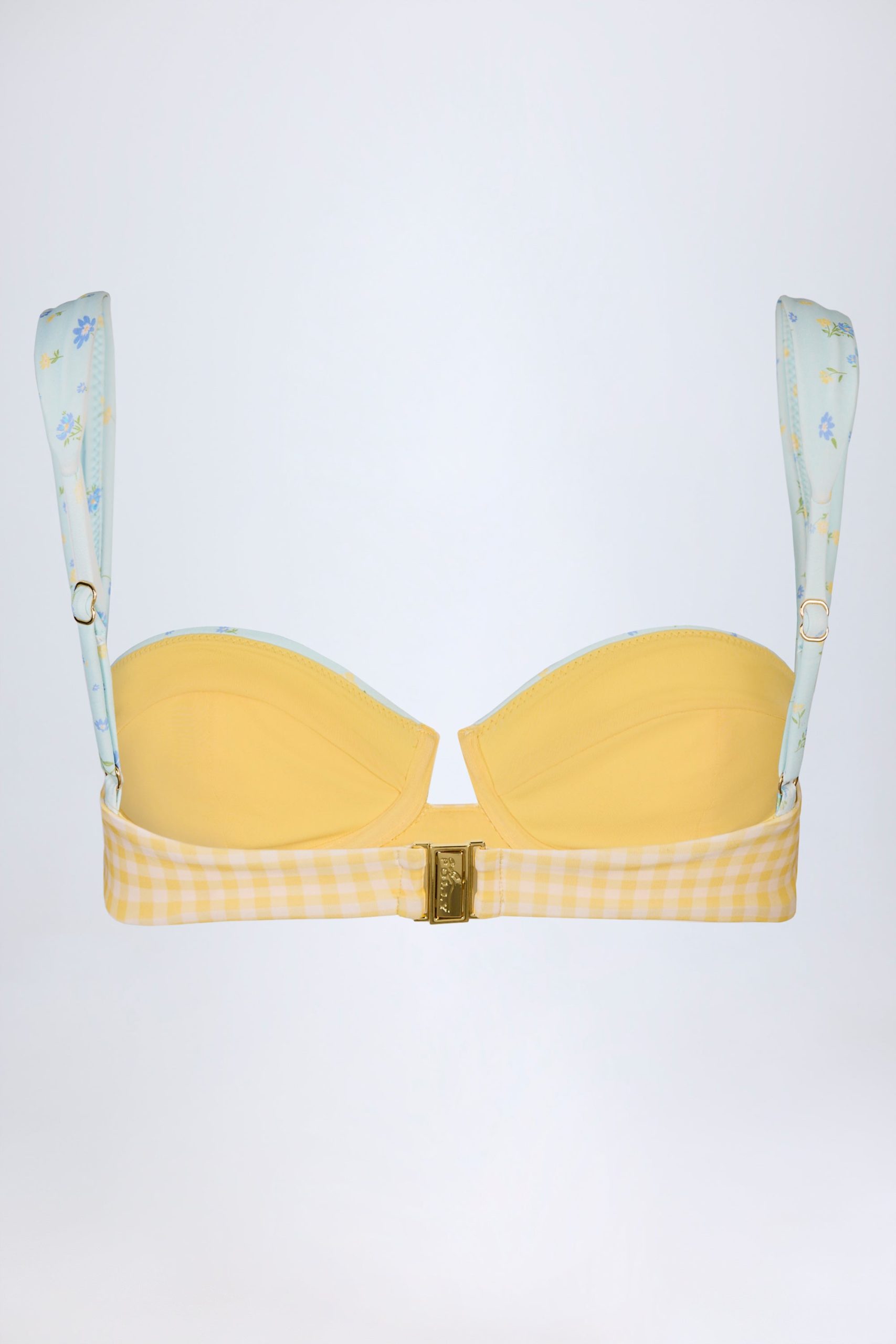 Underwired Balconette Bikini Top in Yellow Gingham - Image 5