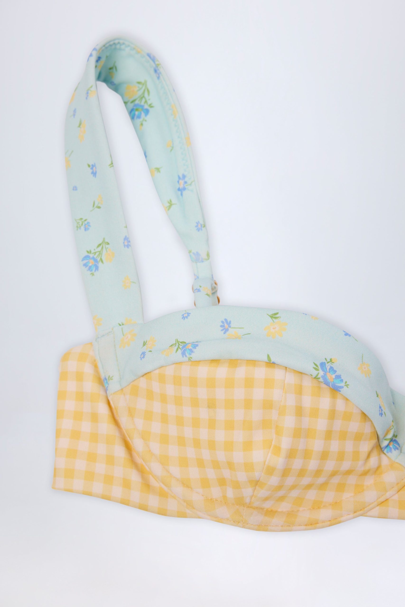 Underwired Balconette Bikini Top in Yellow Gingham - Image 7