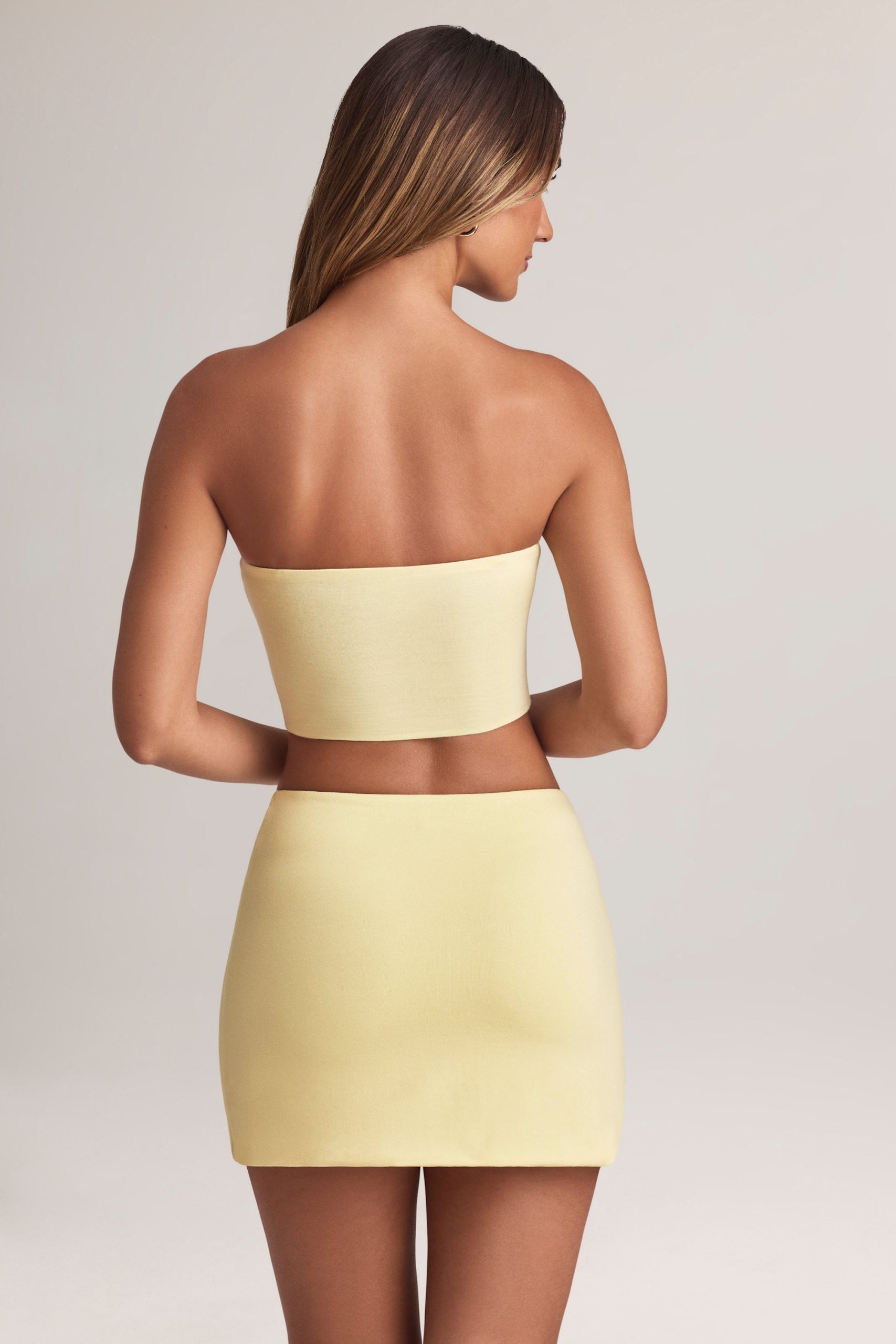 Modal Strapless Crop Top in Lemon Sherbet - Image 2