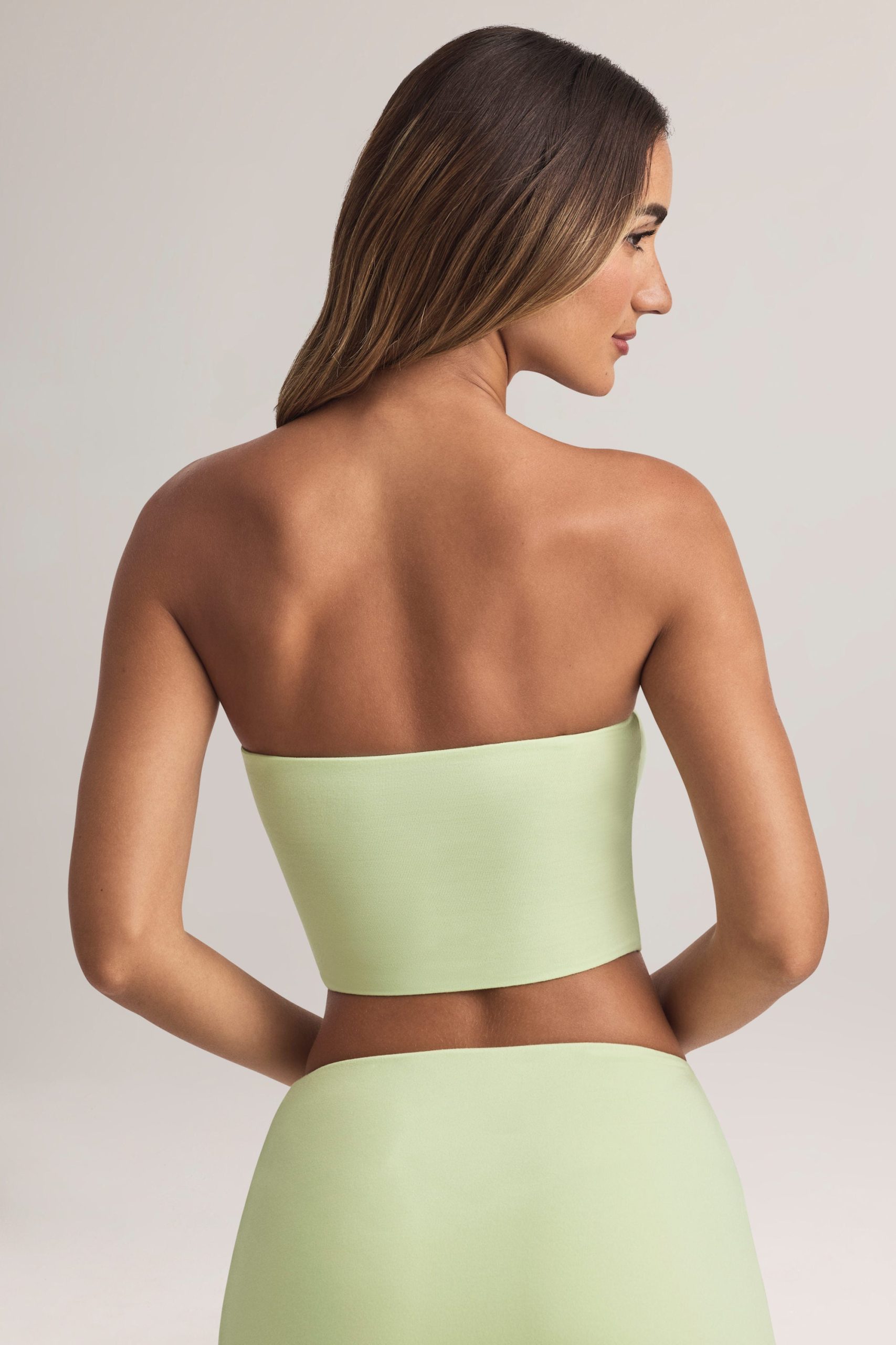 Modal Strapless Crop Top in Sage Green - Image 2