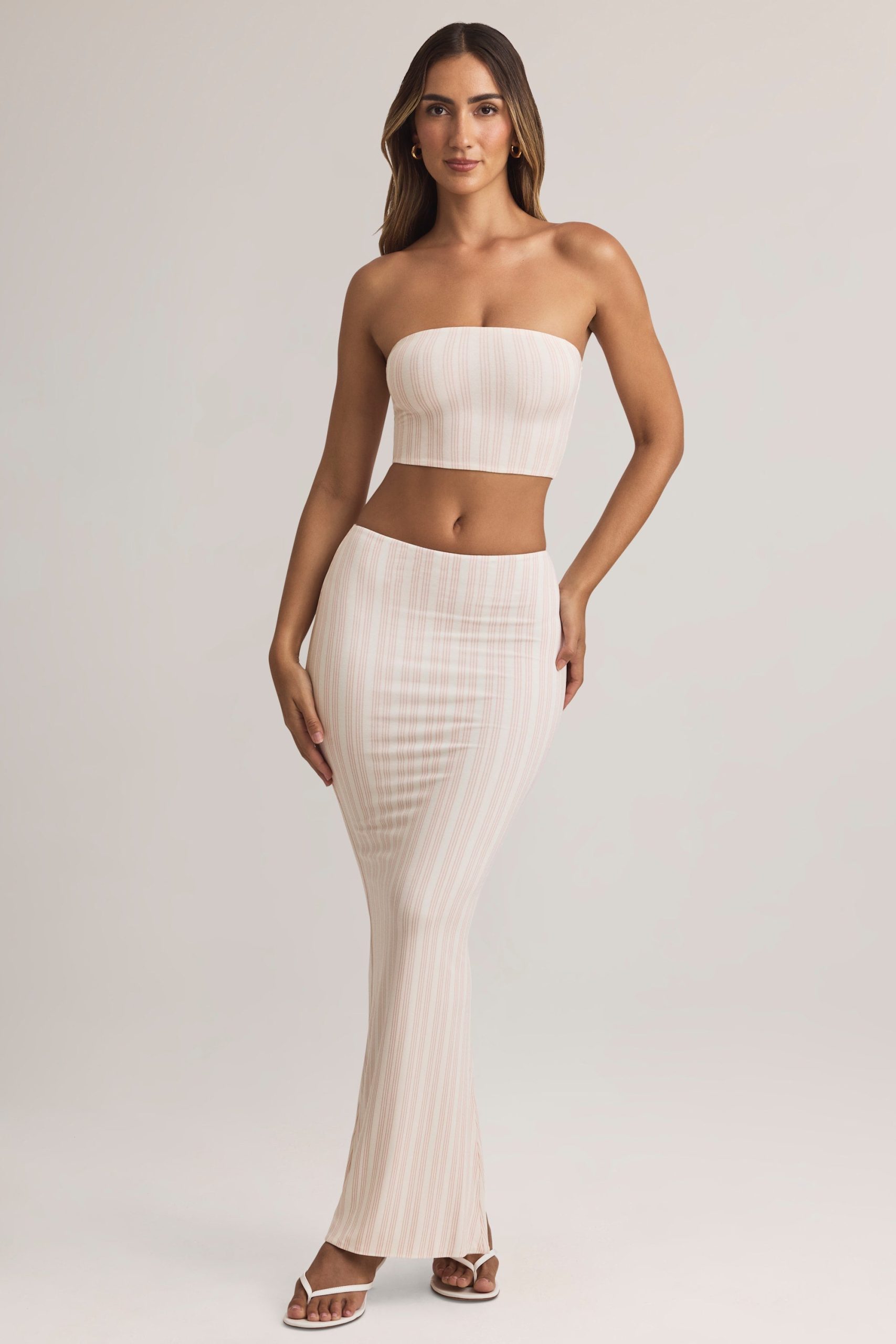 Modal Strapless Crop Top in Stripe Print - Image 6