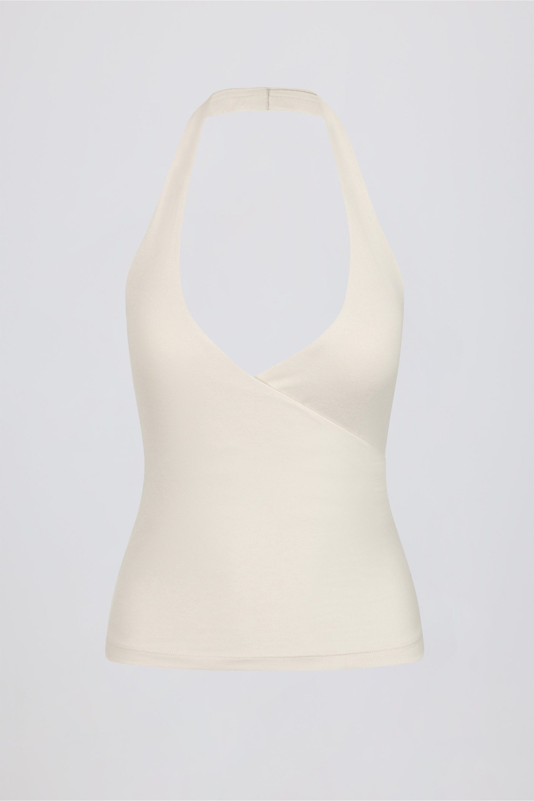 Halterneck Open-Back Tank Top in Ivory Marl - Image 6