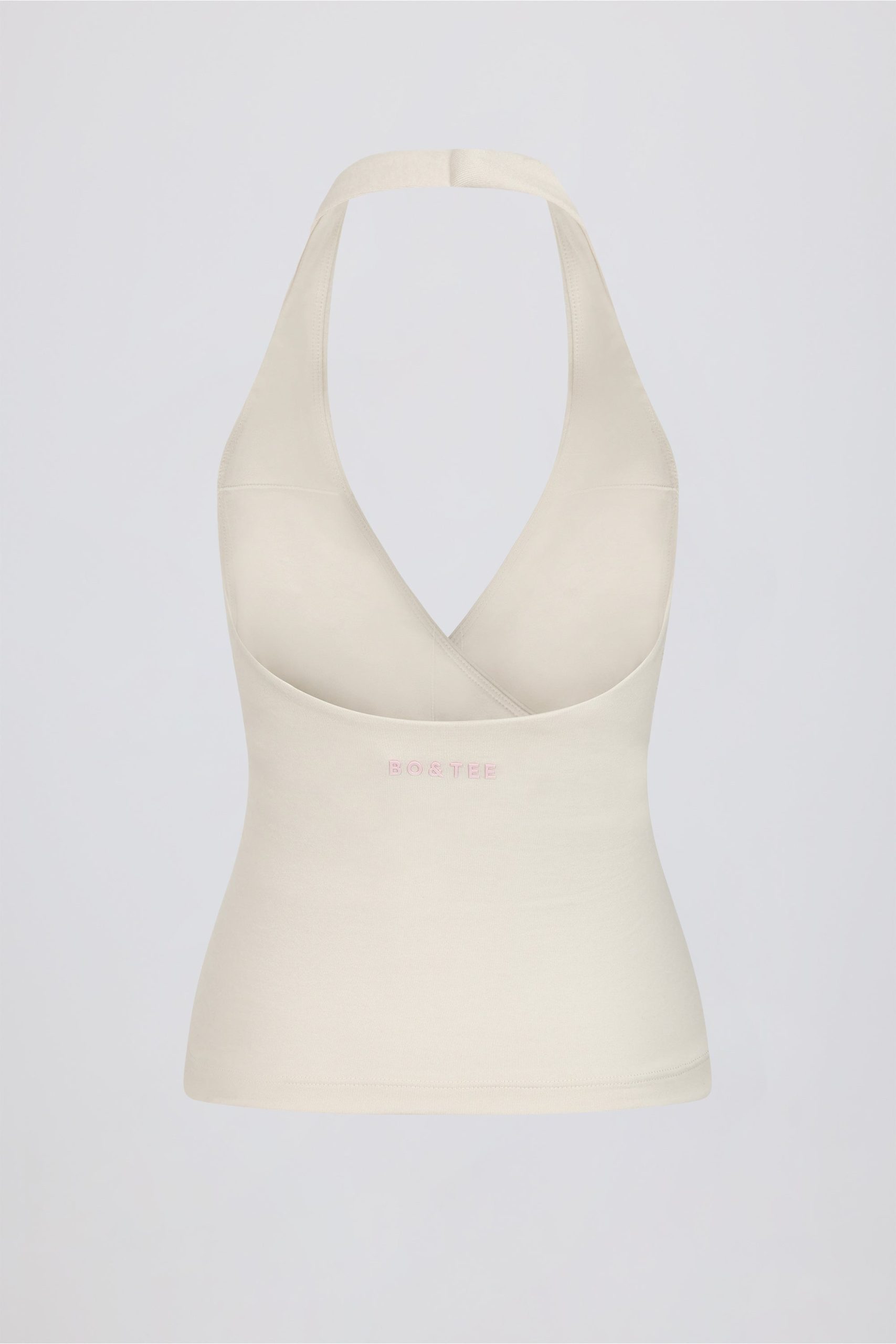 Halterneck Open-Back Tank Top in Ivory Marl - Image 7